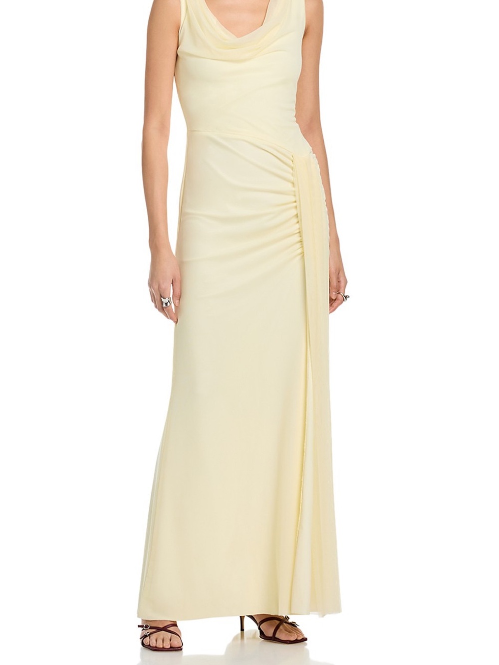 Sleeveless Cowl Neck Maxi Dress in Butter Yellow